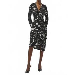 NEW JOSEPH RIBKOFF abstract faux wrap dress